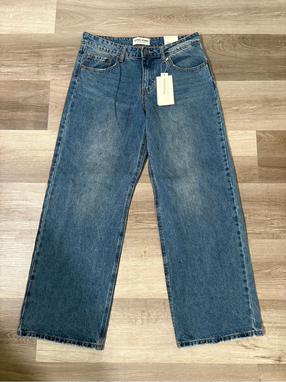 GOGO Jeans Women’s 9/29 Low Rise Wide Leg Loose Jeans Medium Wash NWT